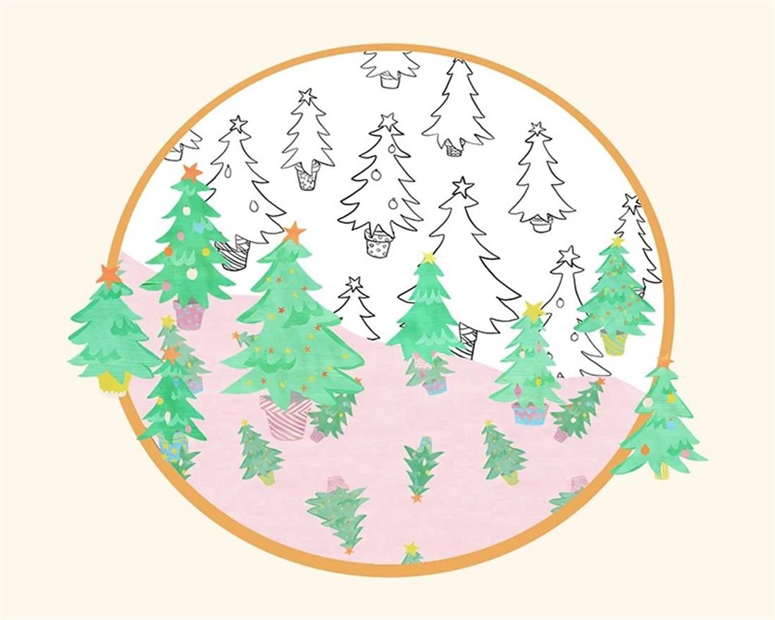 Light Pink Little Johnny Cute Christmas Trees Cotton Printed 100%…