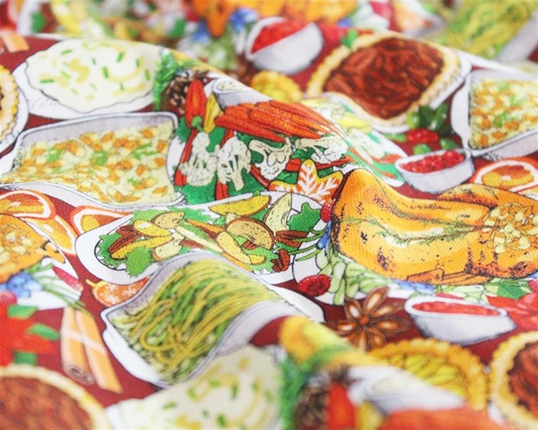 Burnt Orange Little Johnny Christmas Dinner Cotton Printed 100%…