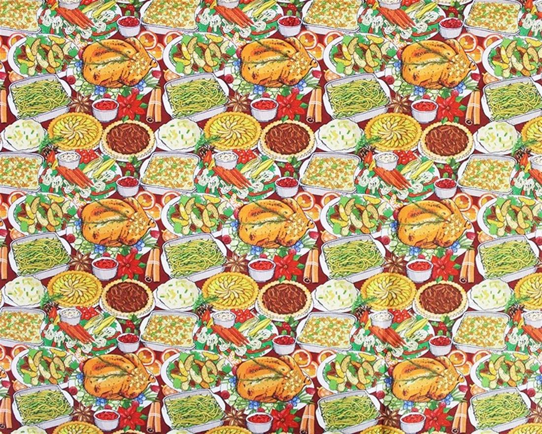 Burnt Orange Little Johnny Christmas Dinner Cotton Printed 100%…
