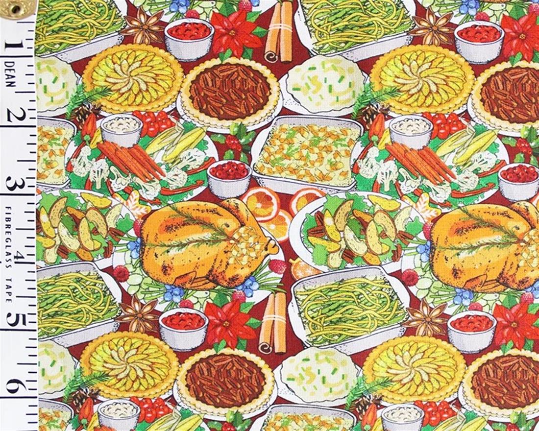 Burnt Orange Little Johnny Christmas Dinner Cotton Printed 100%…