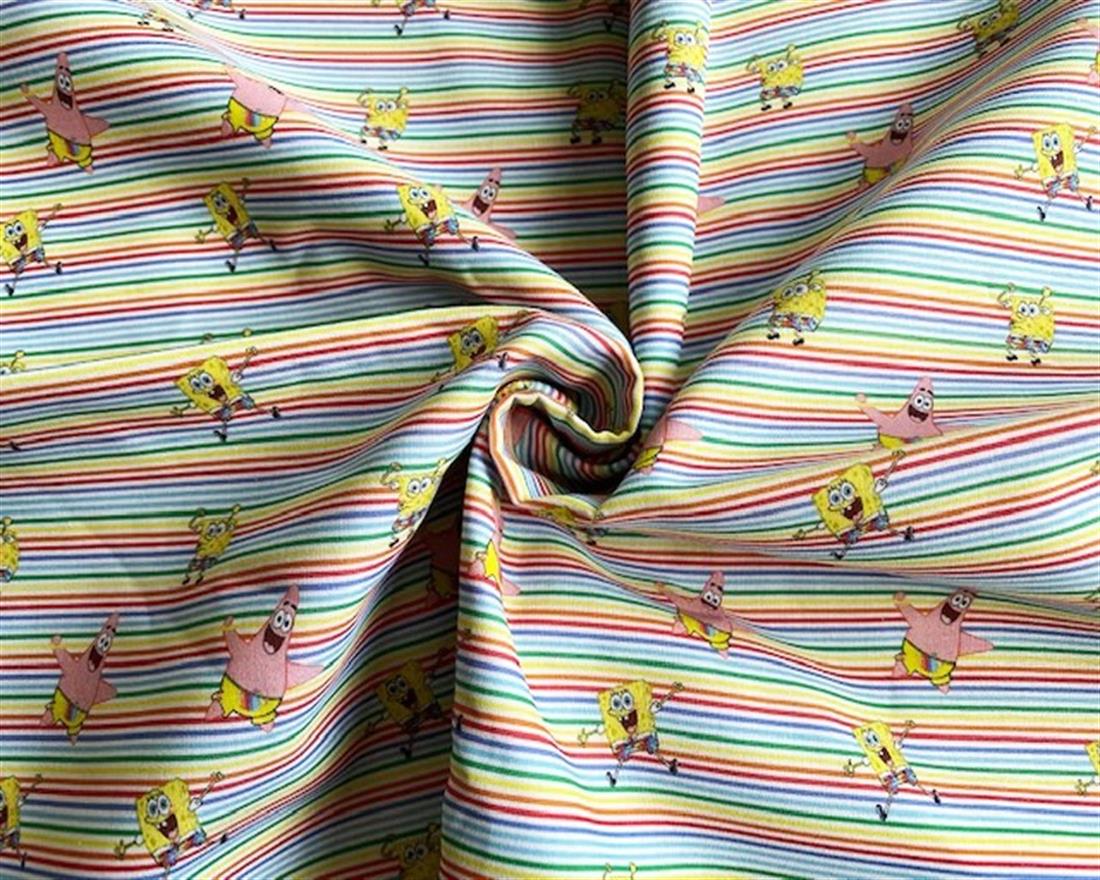Little Johnny Sponge Bob Rainbow Stripe Cotton Printed Digital 100%…