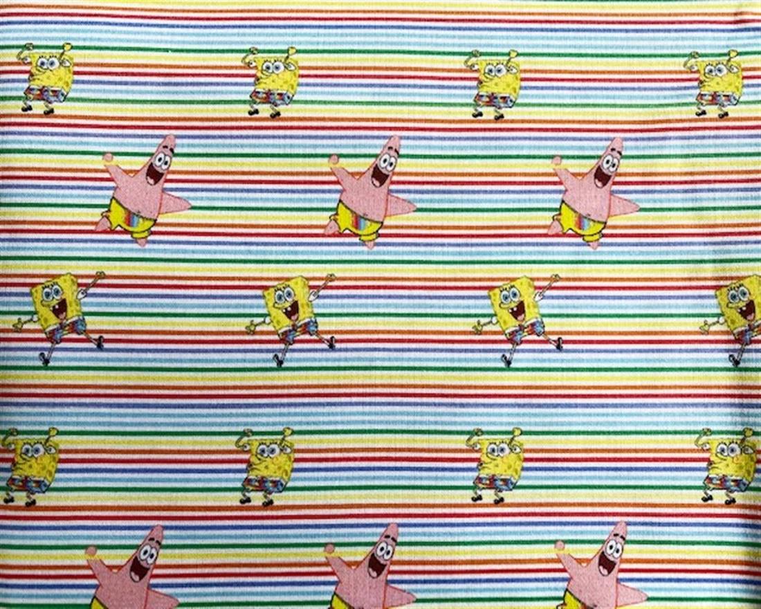Little Johnny Sponge Bob Rainbow Stripe Cotton Printed Digital 100%…