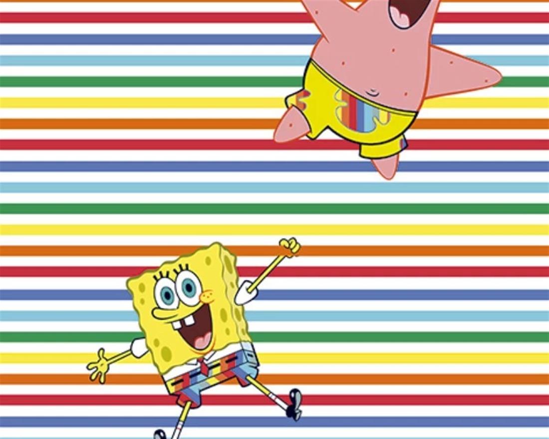 Little Johnny Sponge Bob Rainbow Stripe Cotton Printed Digital 100%…