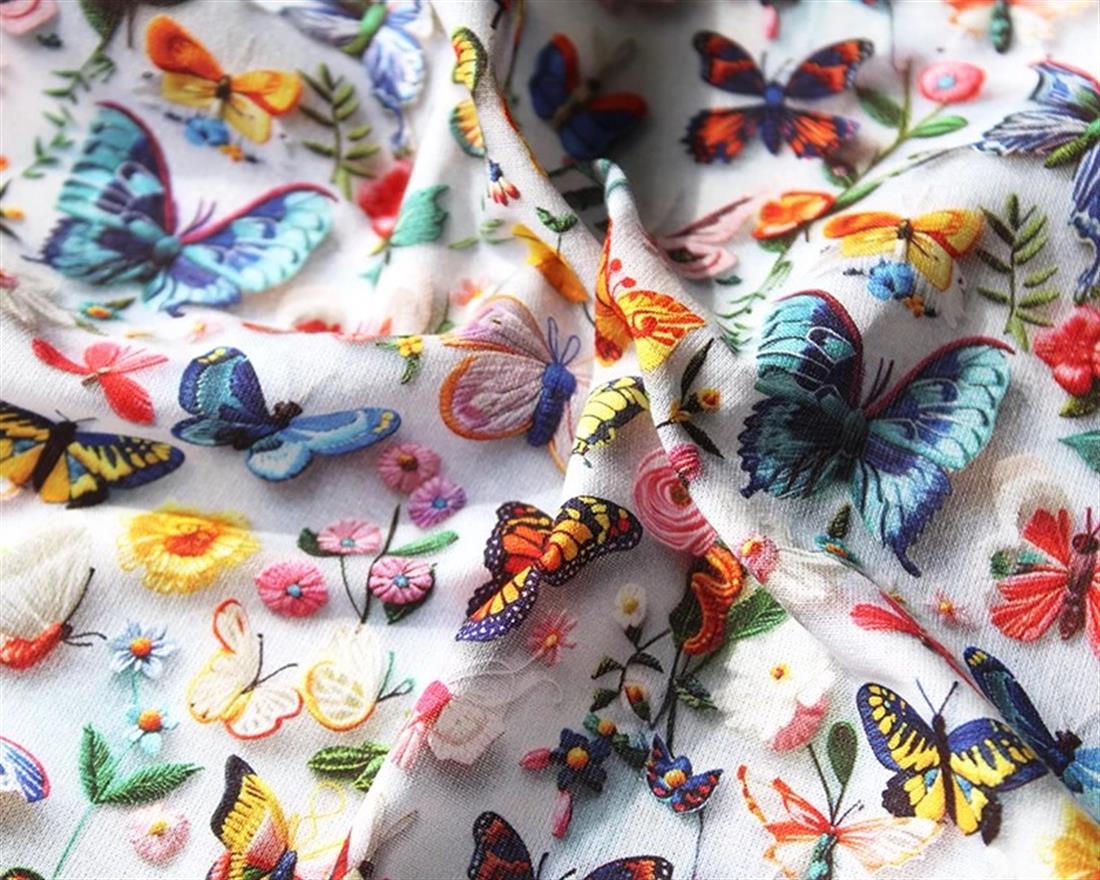 Little Johnny Butterflies 3D Cotton Printed 100% Fabric