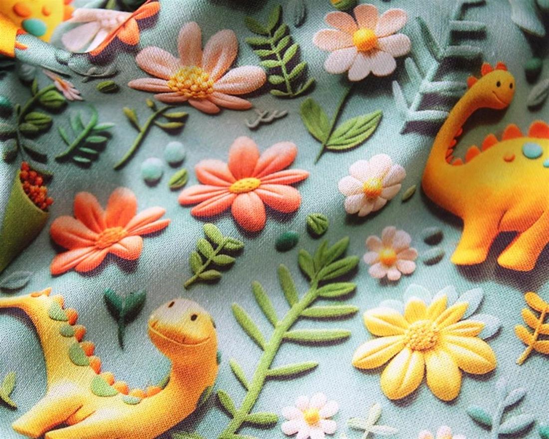 Green Little Johnny Dino 3D Cotton