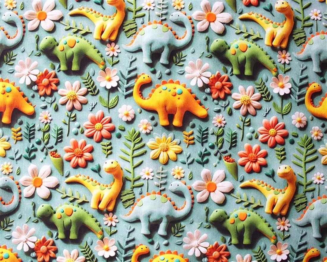 Green Little Johnny Dino 3D Cotton