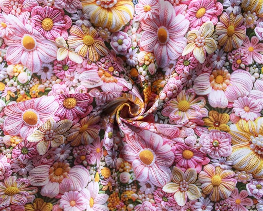 Pink Little Johnny Floral 3D Cotton New Printed