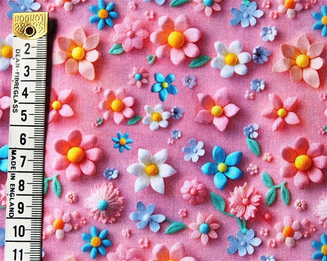 Pink Little Johnny Flowers 3D Cotton New Printed