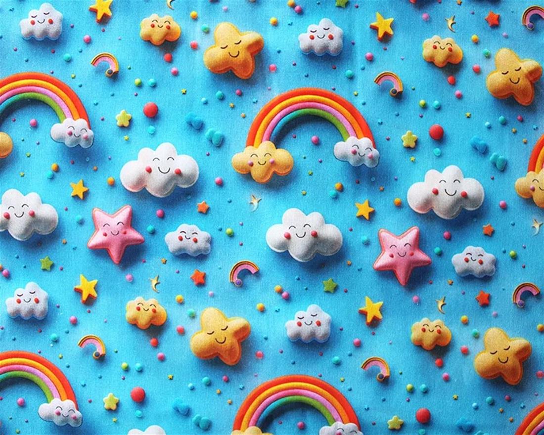 Blue Little Johnny Rainbow 3D Cotton New Printed