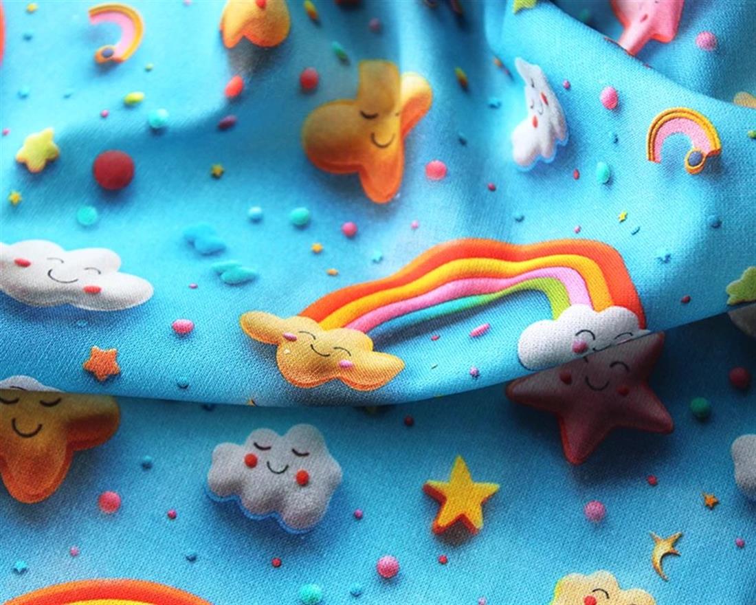 Blue Little Johnny Rainbow 3D Cotton New Printed