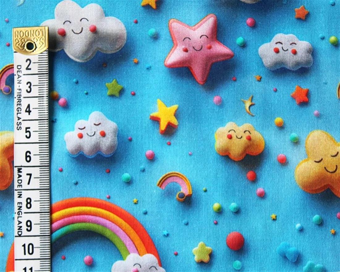 Blue Little Johnny Rainbow 3D Cotton New Printed