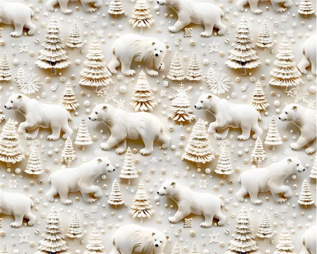 White Little Johnny Festive Polar Bear 3D Cotton New Printed
