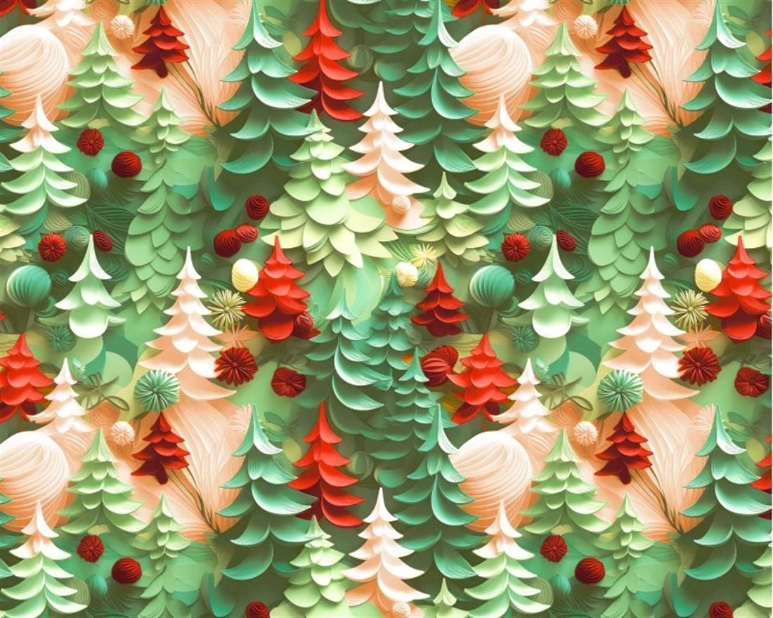 Green Little Johnny Festive Trees 3D Cotton