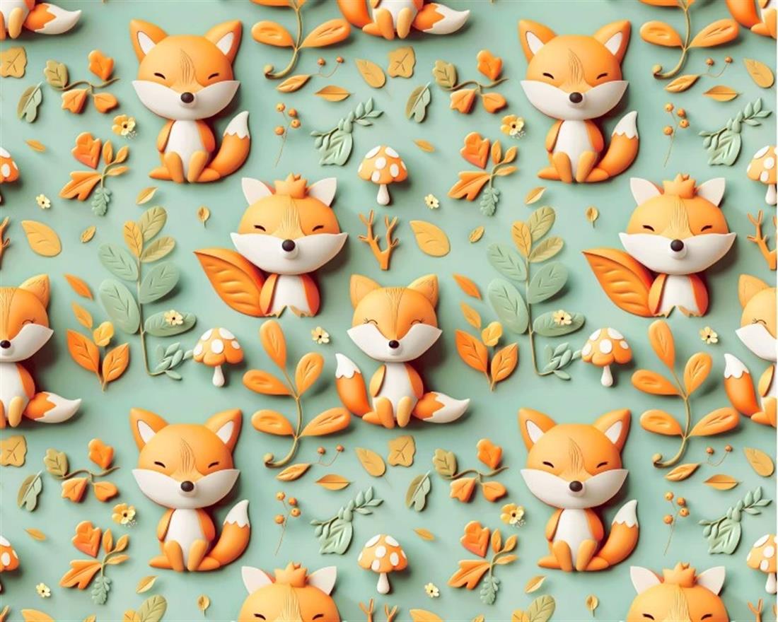 Green Little Johnny Foxes 3D Cotton New Printed