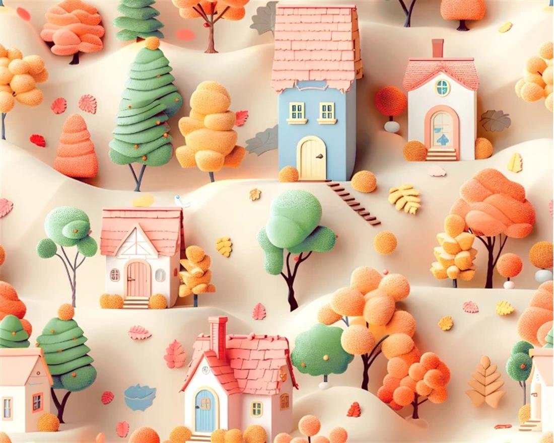 Orange Little Johnny Houses 3D Cotton New Printed