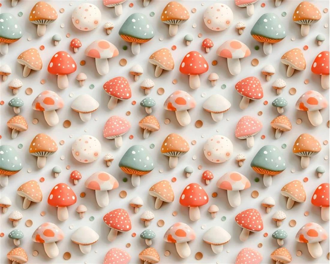 White Little Johnny Mushrooms 3D Cotton New Printed