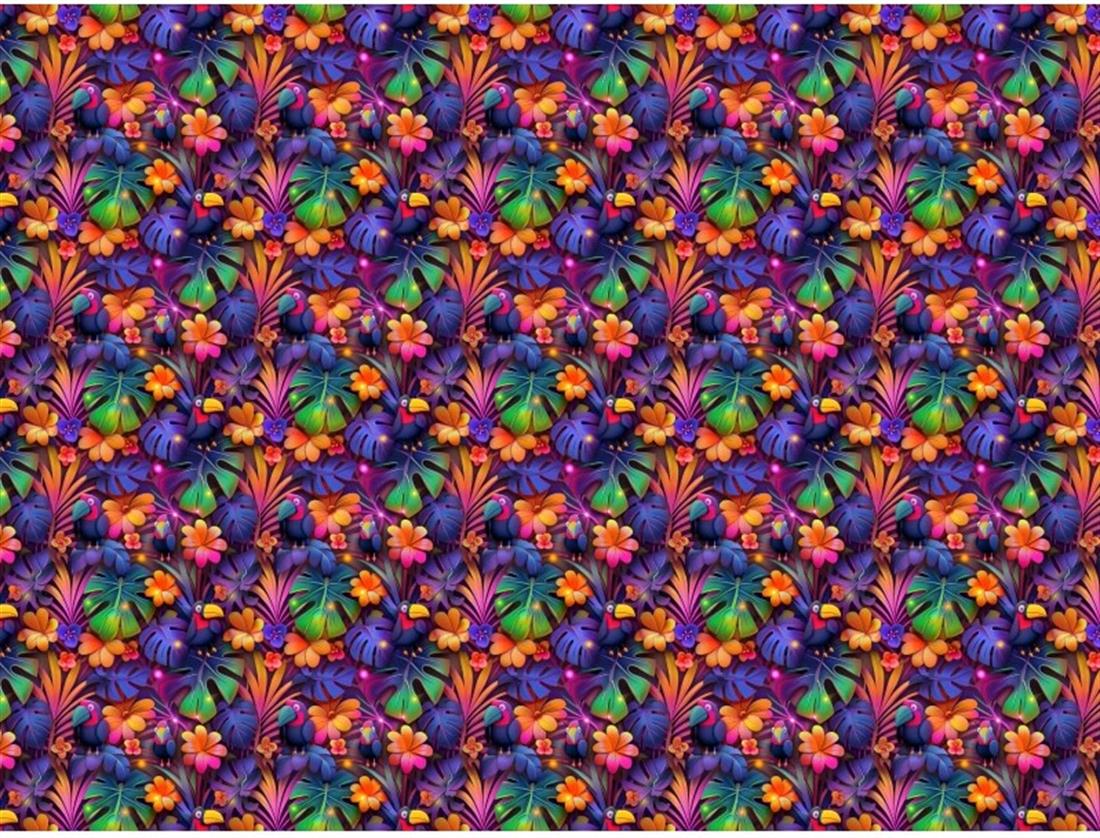Little Johnny Digital Cotton 3D Tropical Birds Printed 100% Fabric
