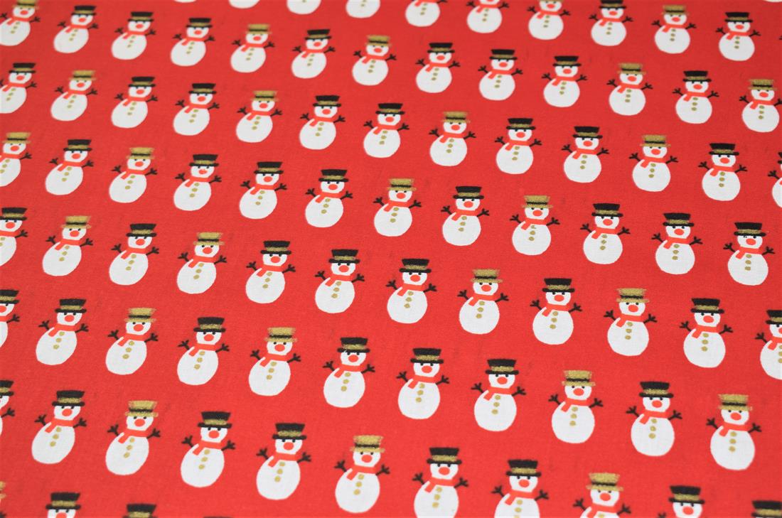 Snowman Print Christmas Fabric