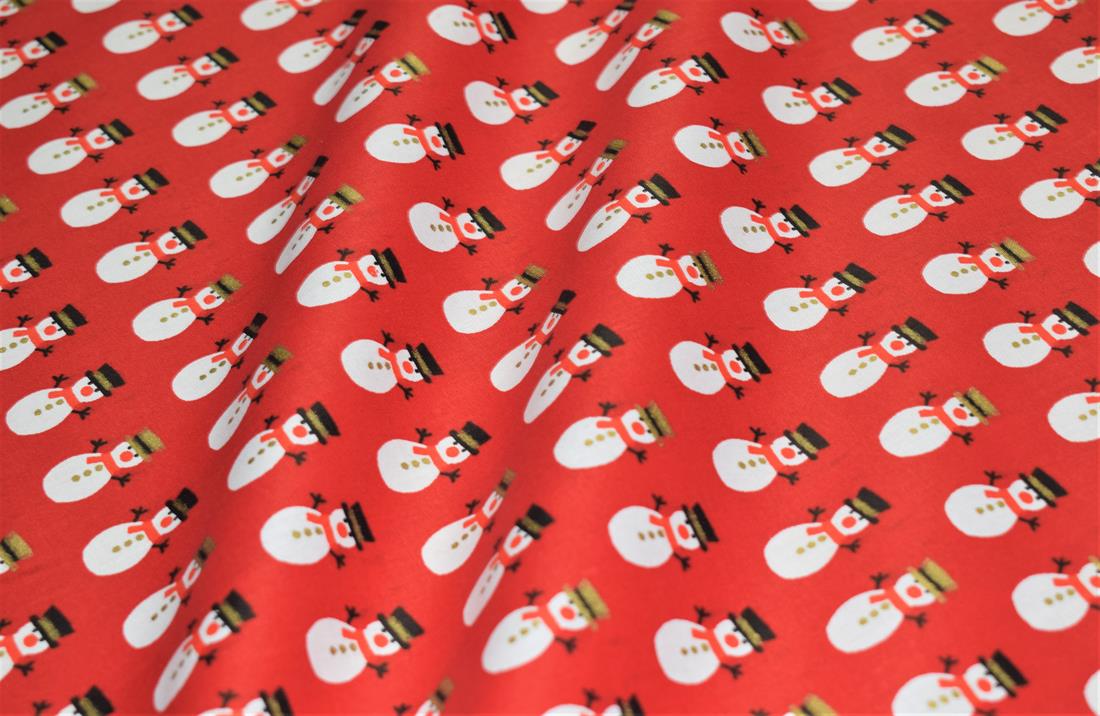 Snowman Print Christmas Fabric