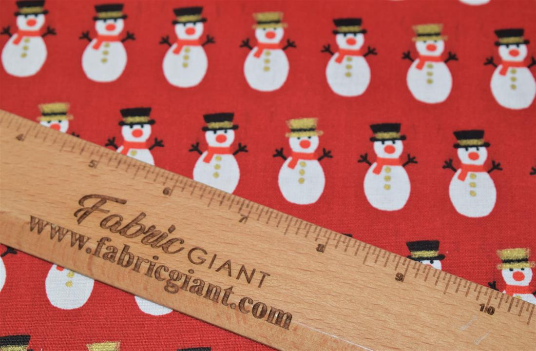 Snowman Print Christmas Fabric