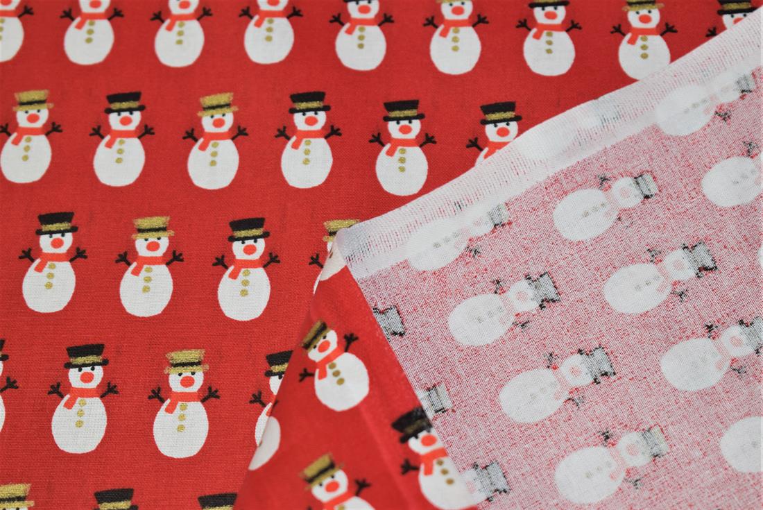 Snowman Print Christmas Fabric
