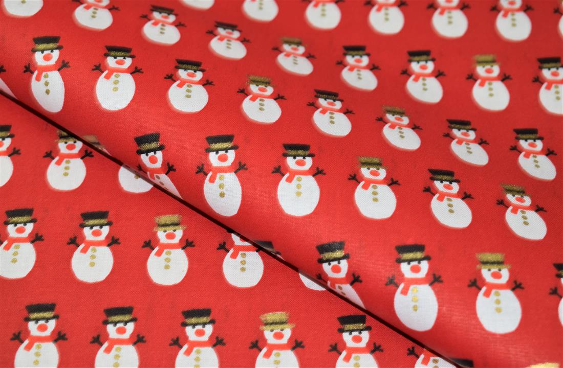 Snowman Print Christmas Fabric