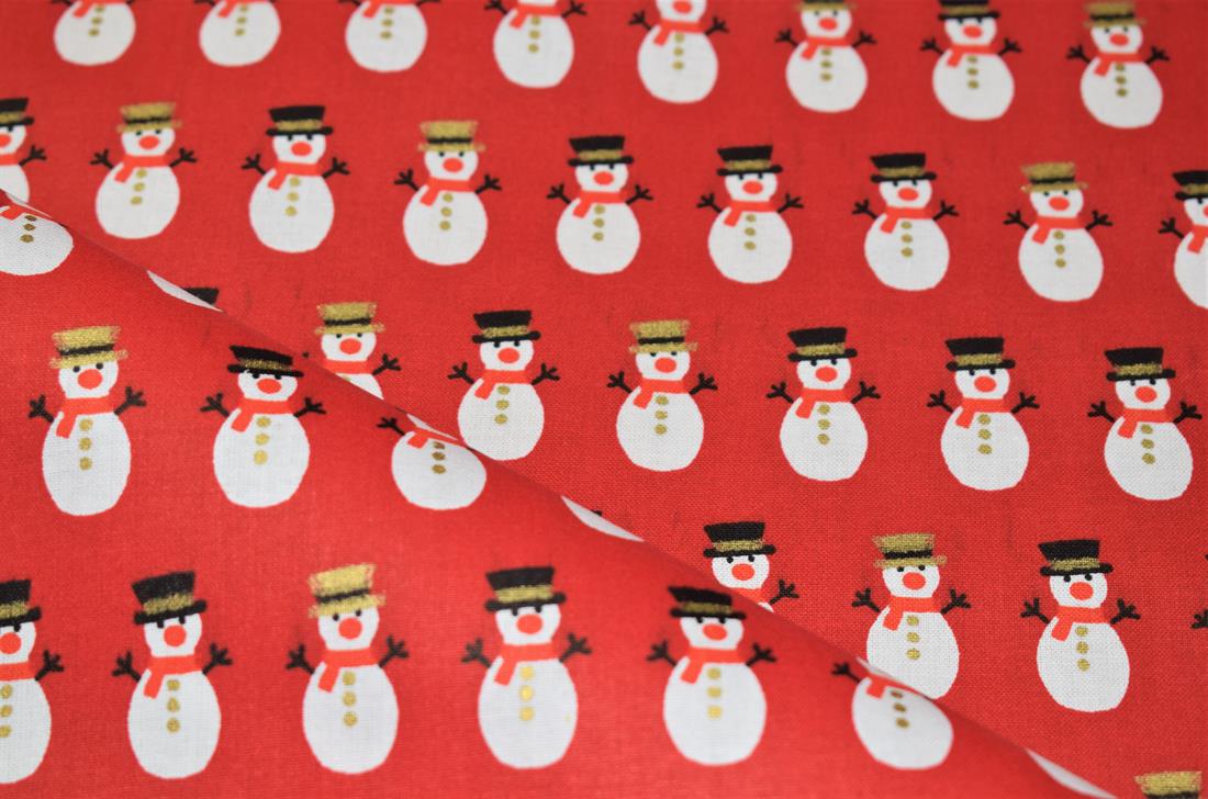 Snowman Print Christmas Fabric