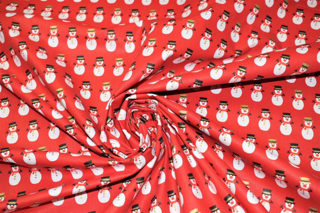 Snowman Print Christmas Fabric
