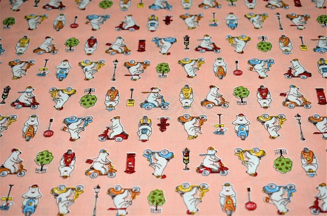 Light Peach 100% Cotton Poplin, Traffic Polar Bear Print