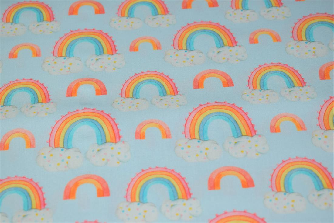 Sky Blue Rainbow & Clouds Print Little Johnny Water Colour Digital…