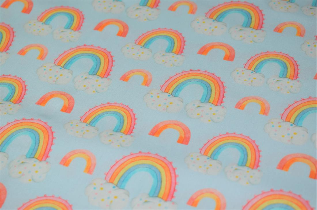 Sky Blue Rainbow & Clouds Print Little Johnny Water Colour Digital…