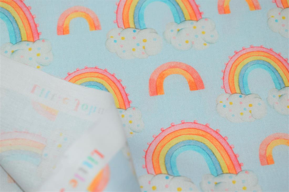 Sky Blue Rainbow & Clouds Print Little Johnny Water Colour Digital…