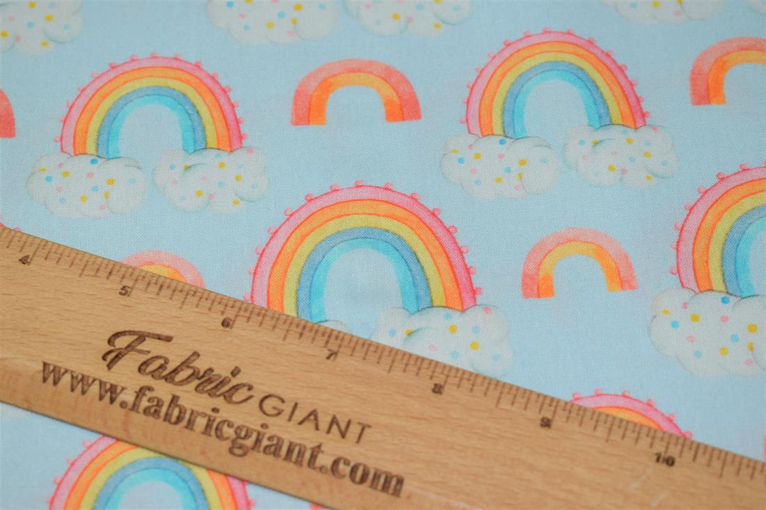Sky Blue Rainbow & Clouds Print Little Johnny Water Colour Digital…