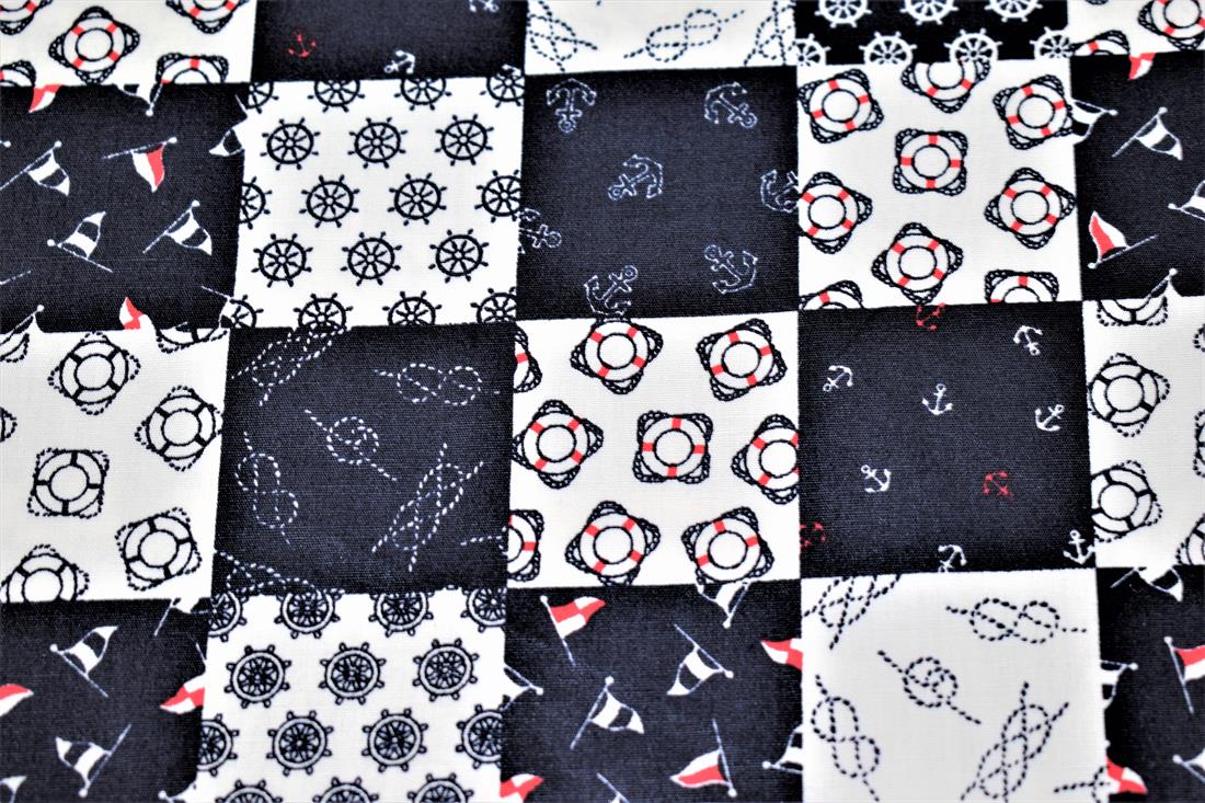 Navy & White Printed Sailing Symbols Print