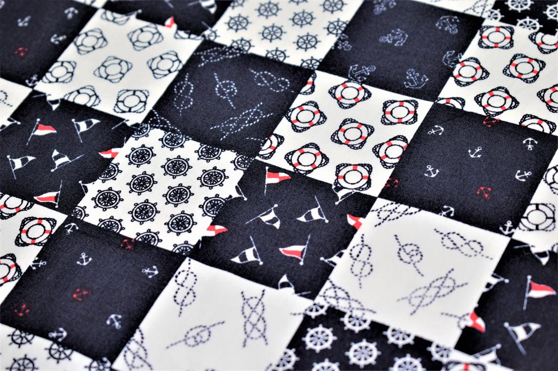 Navy & White Printed Sailing Symbols Print