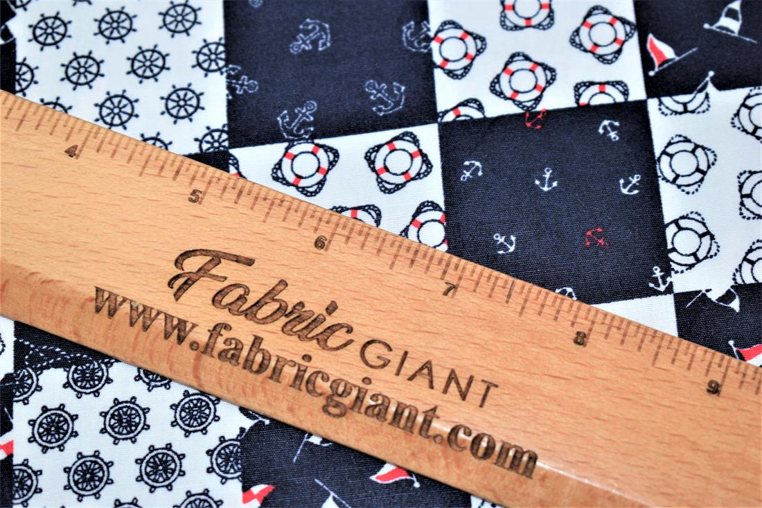 Navy & White Printed Sailing Symbols Print