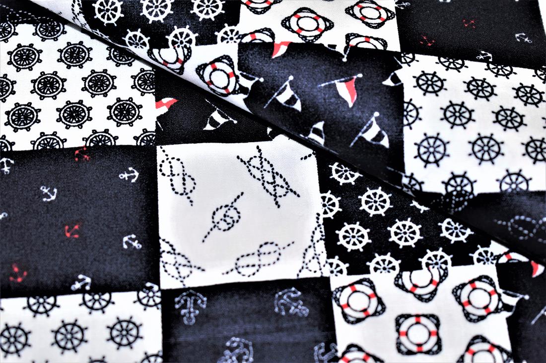 Navy & White Printed Sailing Symbols Print