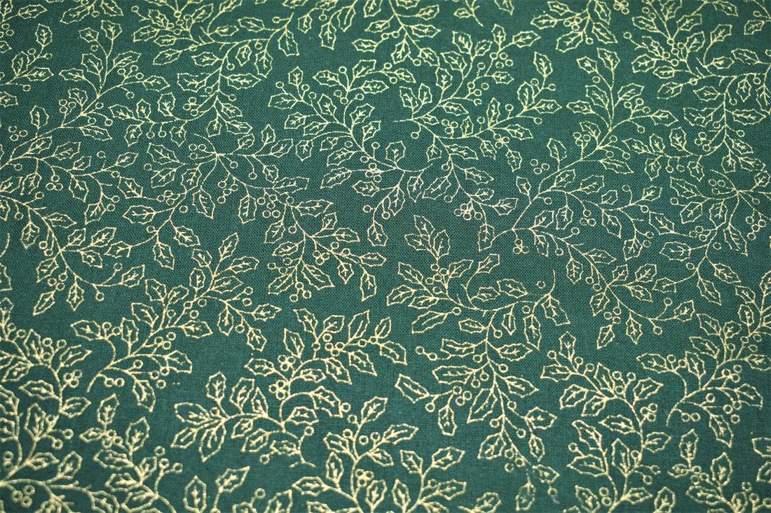 Holly Leaf Print Cotton Fabric