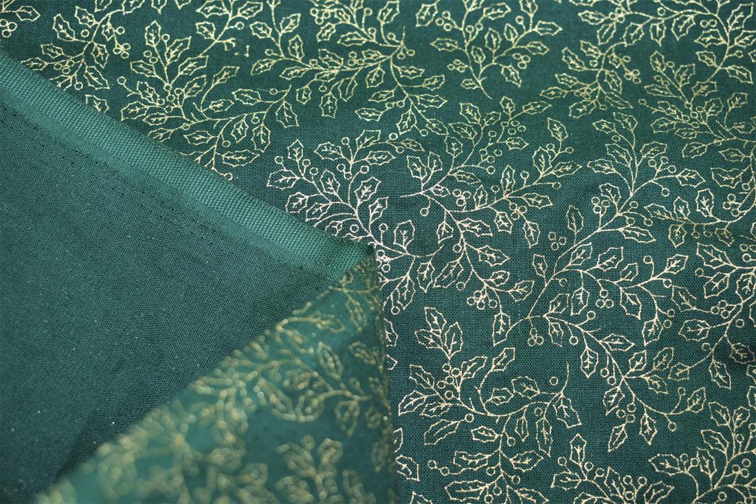 Holly Leaf Print Cotton Fabric