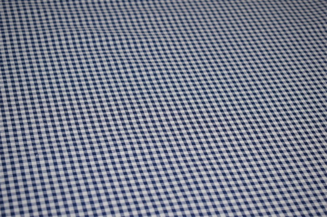Navy Small Gingham Printed Poplin