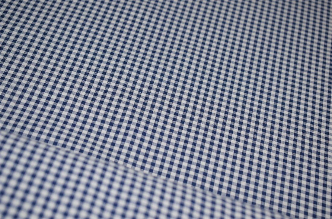 Navy Small Gingham Printed Poplin