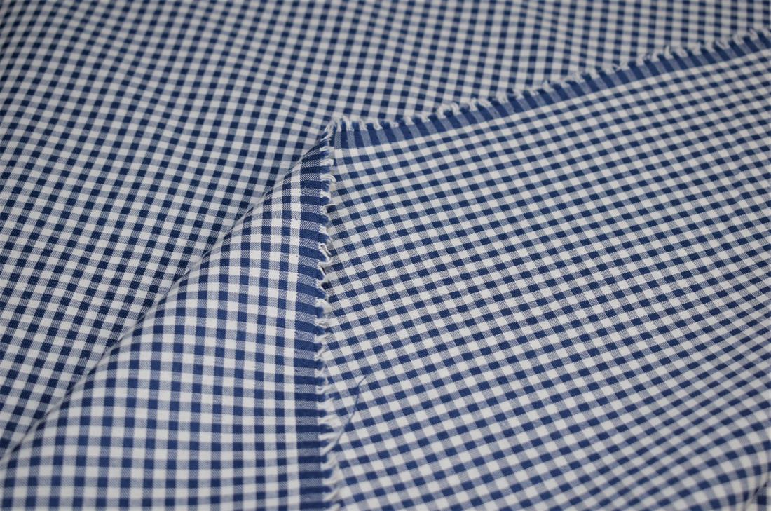Navy Small Gingham Printed Poplin