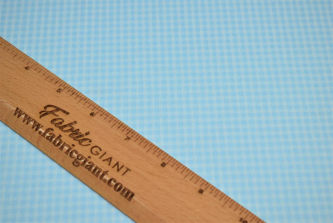 Sky Blue Small Gingham Print Poplin