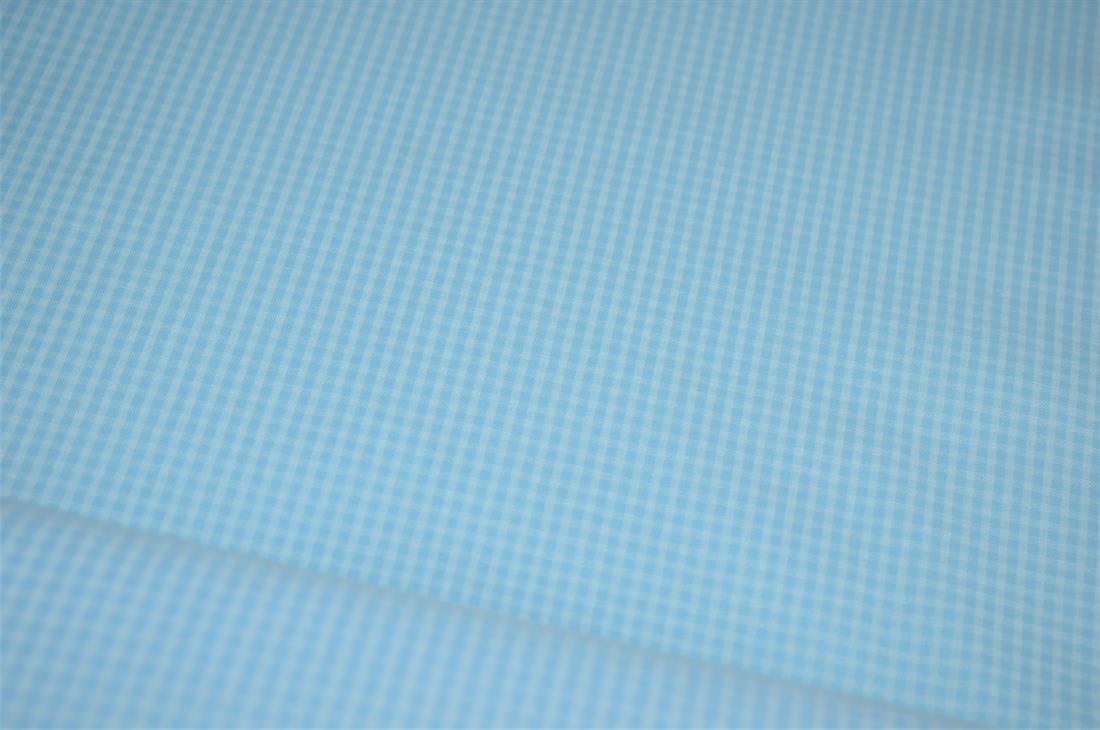 Sky Blue Small Gingham Print Poplin