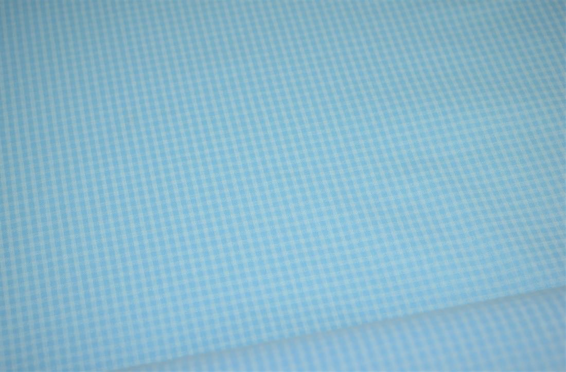 Sky Blue Small Gingham Print Poplin