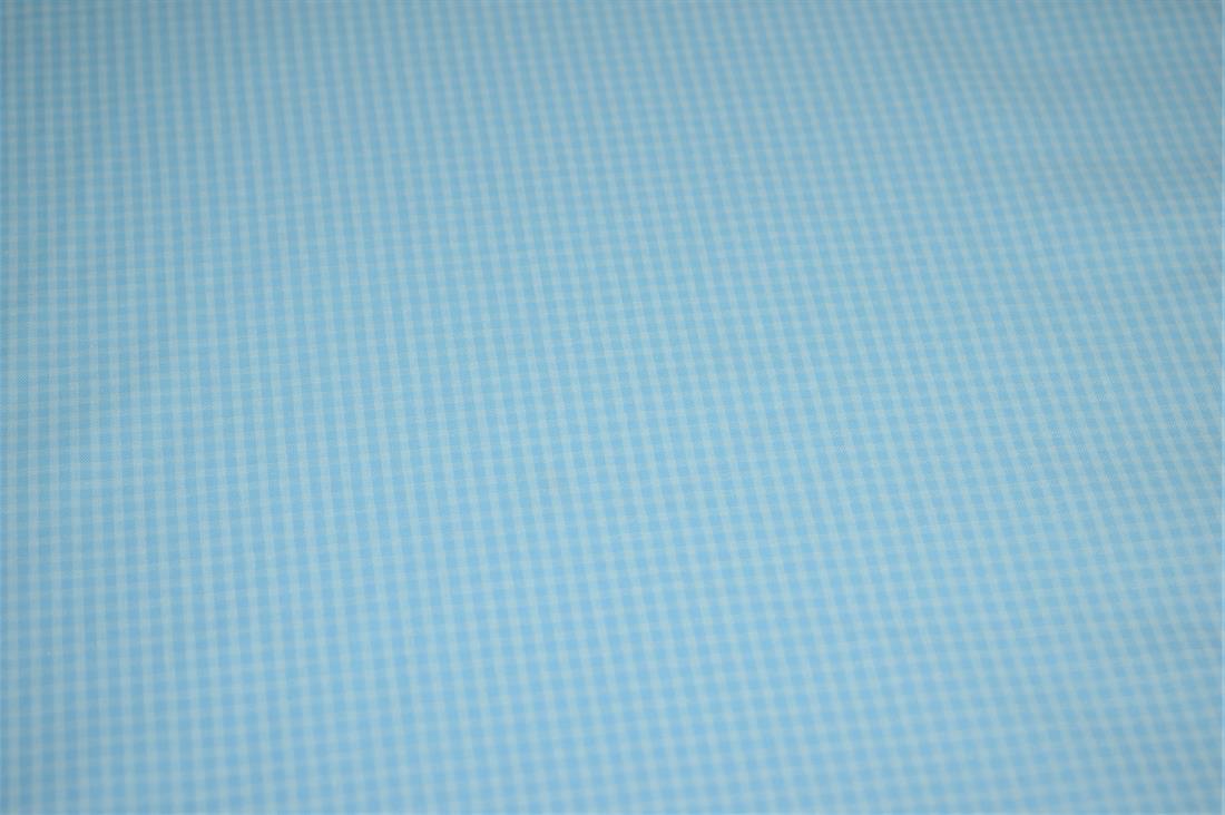 Sky Blue Small Gingham Print Poplin