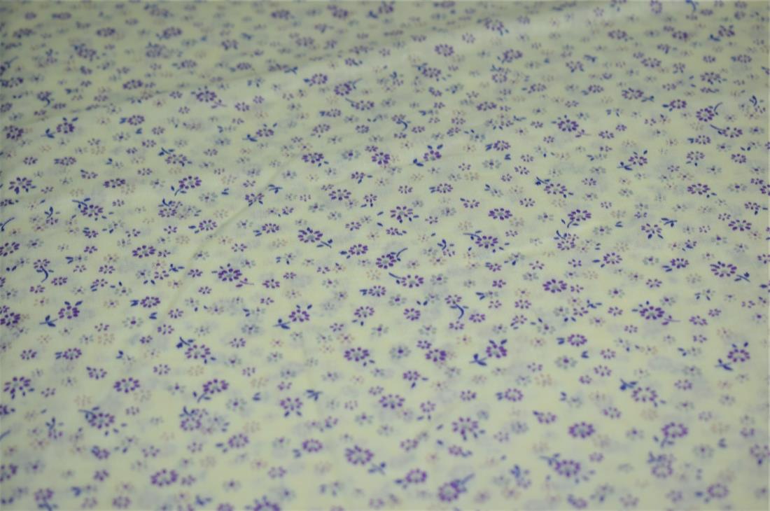 White & Purple Flower Print Cotton Poplin Fabric