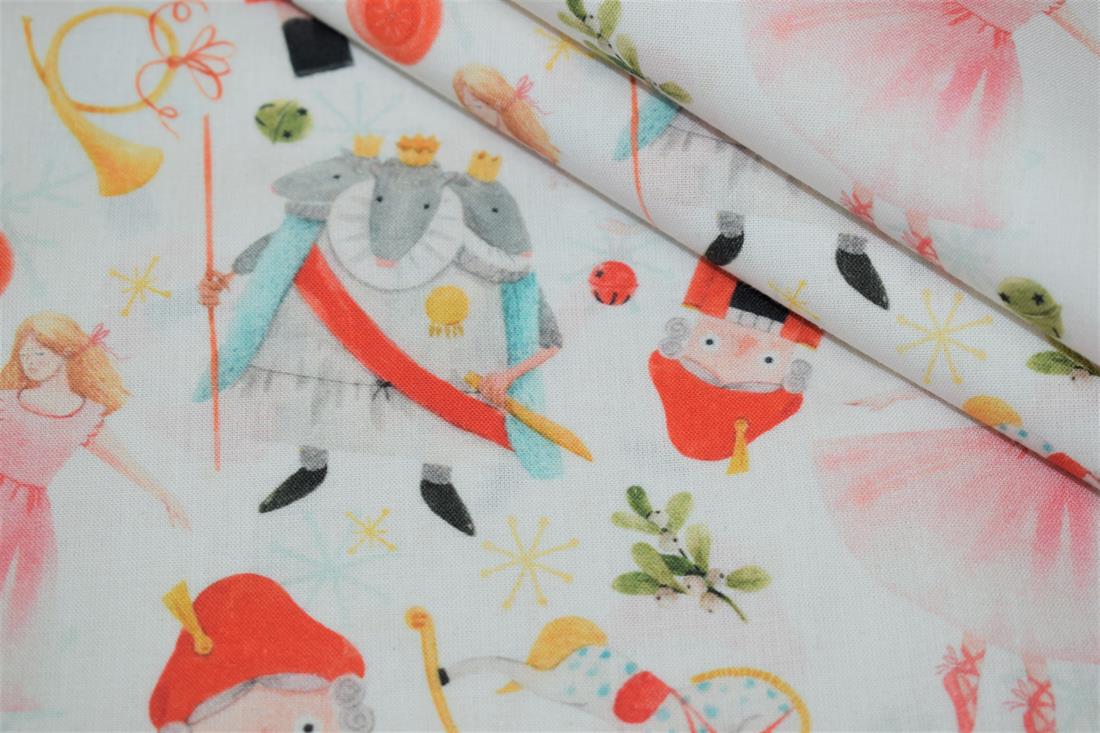 White Little Johnny Nutcracker Digital 100% Cotton Fabric