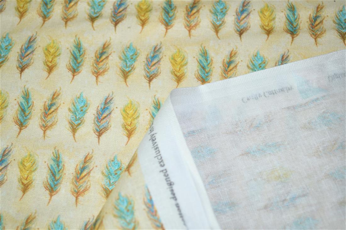 Beige Boho Print Cotton Fabric