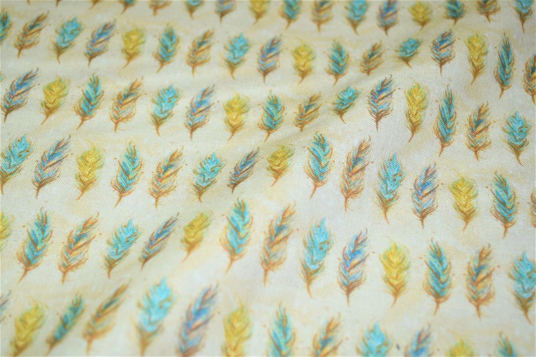 Beige Boho Print Cotton Fabric